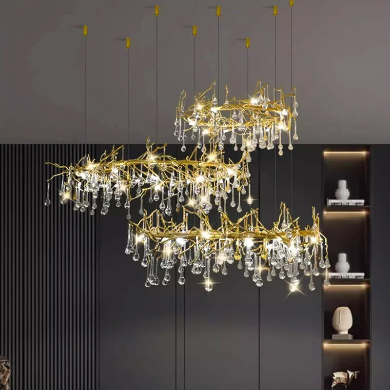 Nordic luxury crystal chandelier lighting ceiling light staircase LED chandelier modern furniture decoration lighting fixture