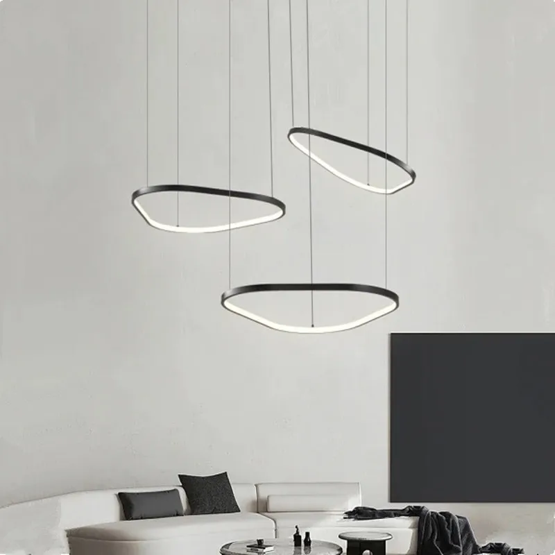 

Italian Minimalist Black/white Chandelier Living Room Restaurant Lamp Bar Counter Hotel Creative Art Irregular LED Pendant Light