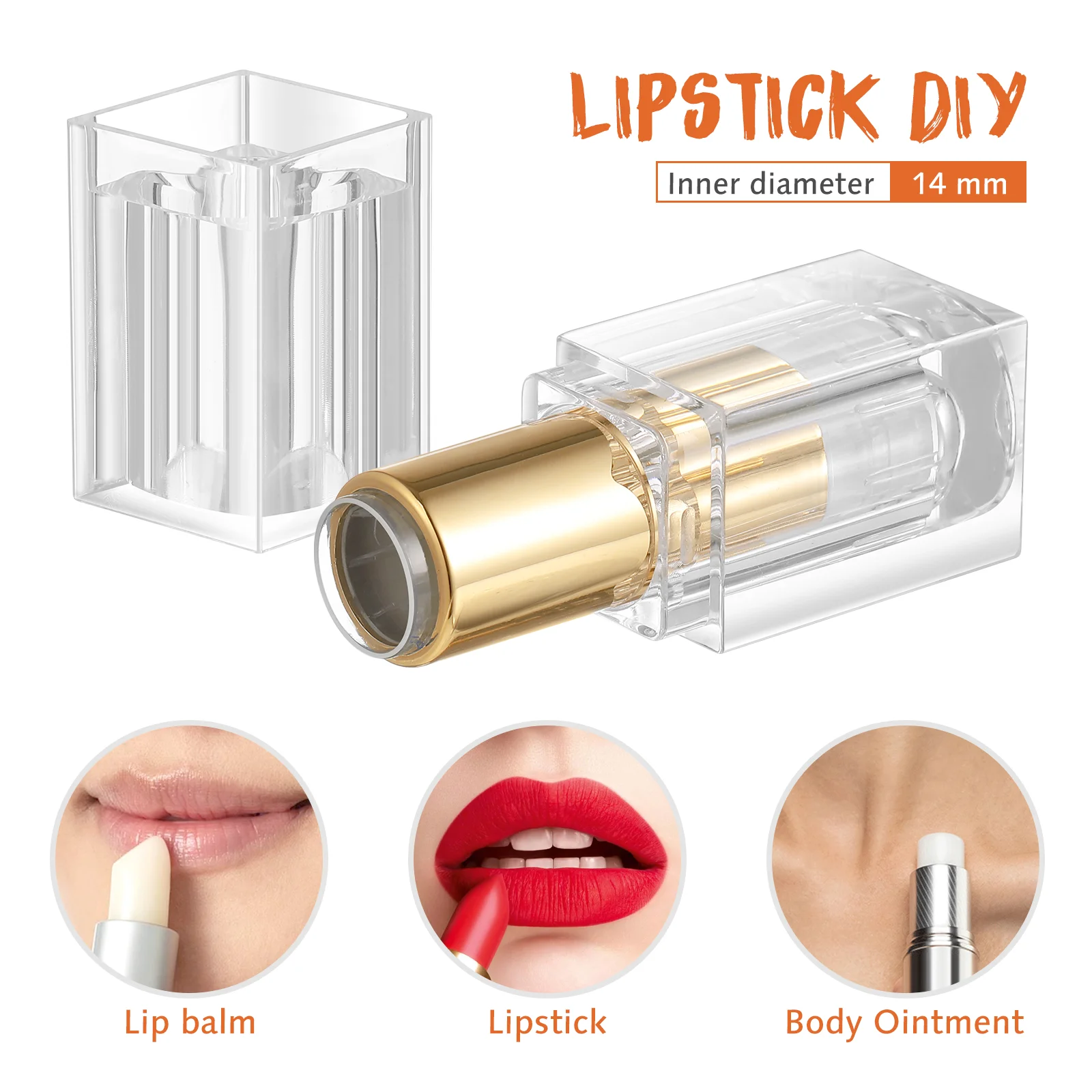 3 PCS Empty Lip Balm Container Makeup Lipstick Tube Lash Cosmetics Lipgloss Containers