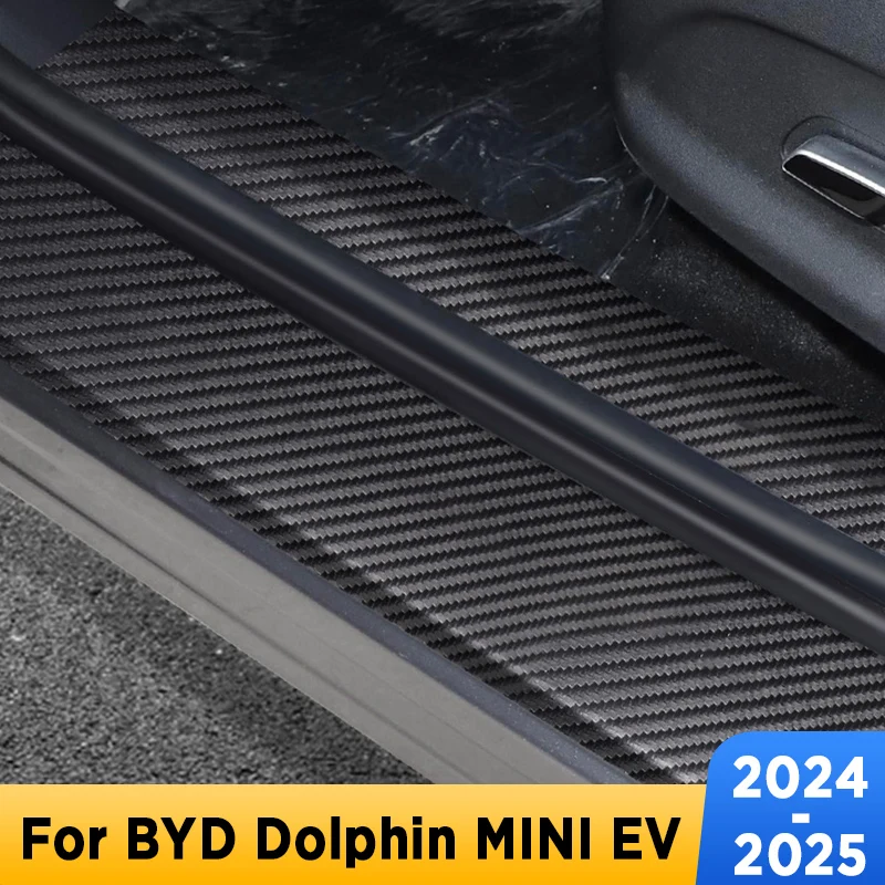 Car Door Sills Scuff Plate Threshold Protector Interior Imitation Carbon Fiber Sticker For BYD DOLPHIN MINI EV 2024 2025