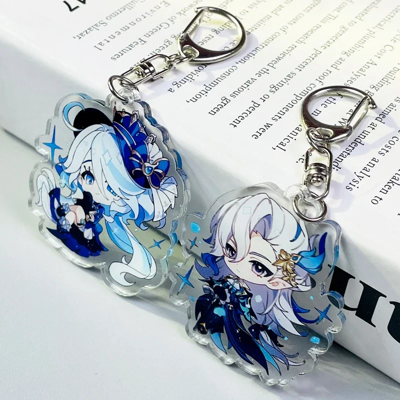 Anime Genshin Impact Furina Neuvillette Navia Acrylic Pendant Fine Decorations Keychain Key Ring Widget Charms Kids Gift