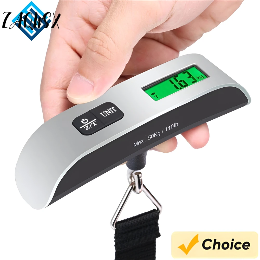 50kg/110lb Portable Electronic Hand Luggage Scale LCD Digital Display Balance Scale Suitcase Travel Weighs Baggage Weight Tool