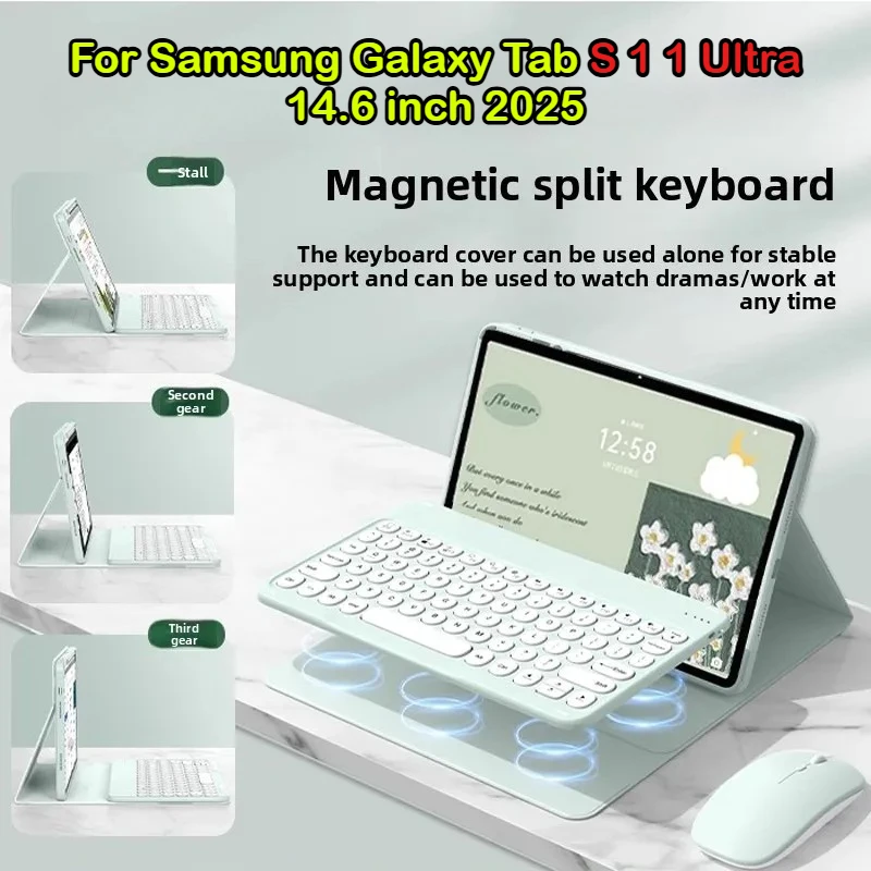 

2025 Новый магнитный чехол для планшета с Bluetooth-клавиатурой для Samsung Galaxy Tab S11 Ultra 14,6-дюймовый защитный чехол из искусственной кожи с клавиатурой Smart Cover