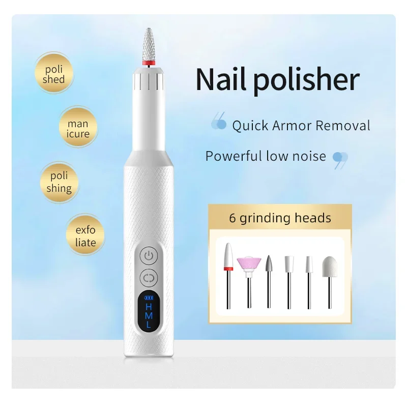 6 in 1 Professional Multi-function Electric Nail Drill Multiple Replaceable Drill Bits Salon Manicure Set Nail Grinding Machine