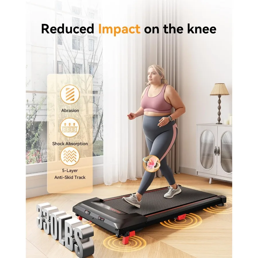 Walking Pad Treadmill for home and office use, steel frame, blue, 330 lbs capacity with 2.5HP motor, low noise, incline functio