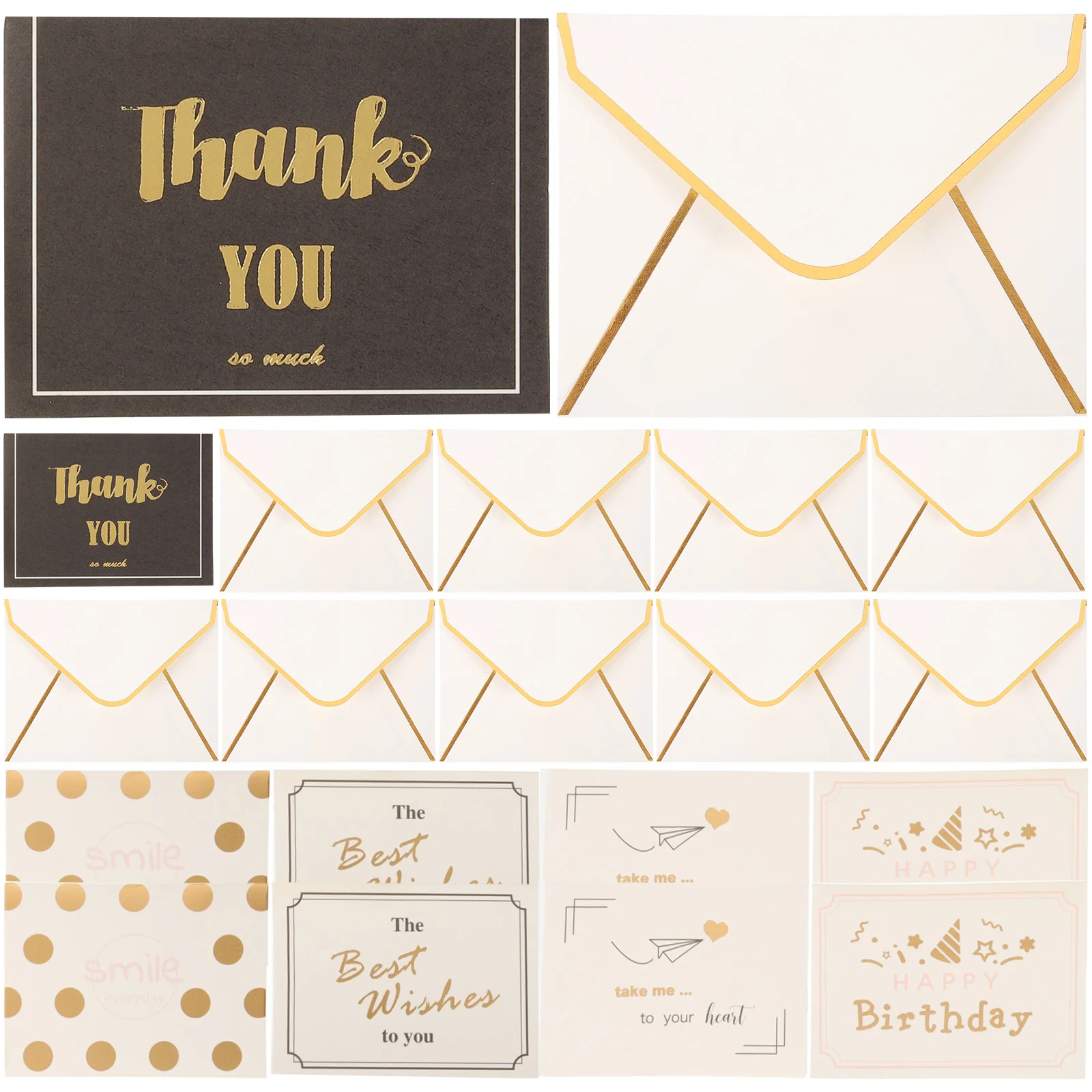 

10Sets Hot Stamping Greeting Cards Festive Birthday Thanksgiving Blessing Paper Cards Simple Delicate Design for Various