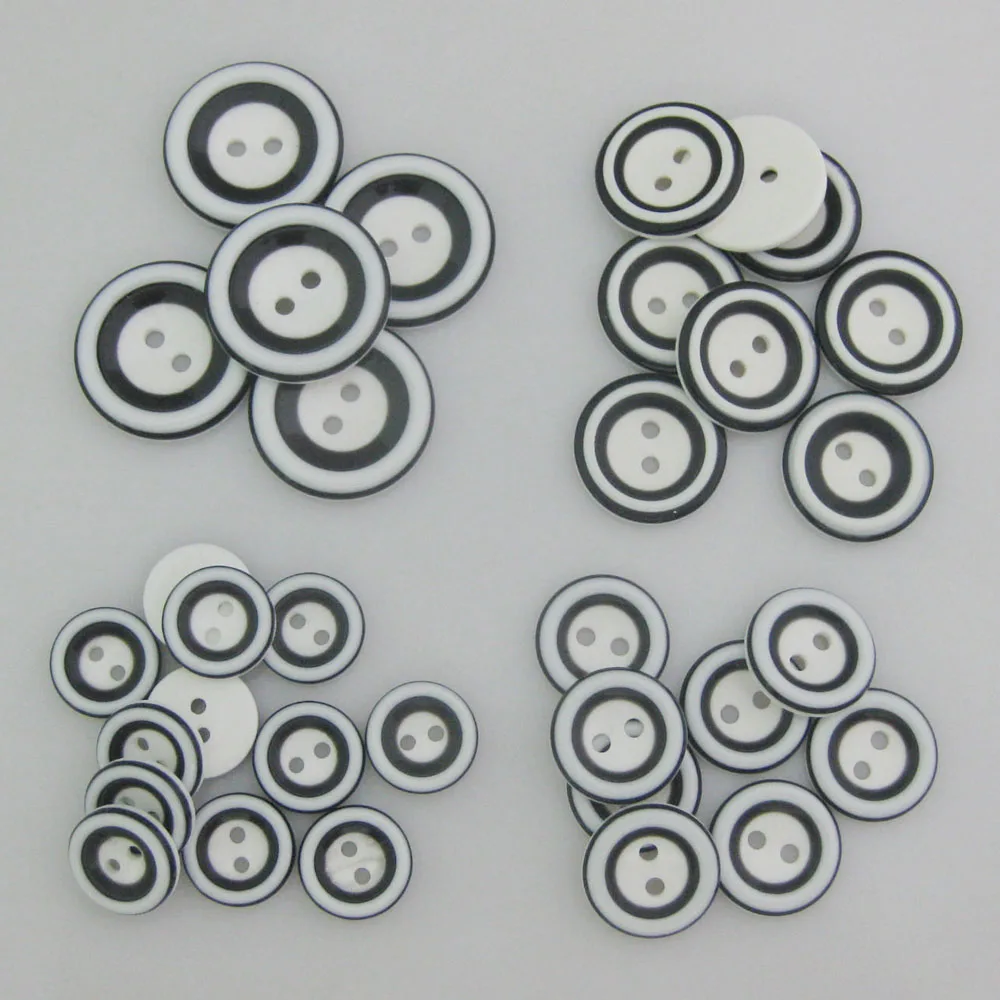 NBNNKN Multisizes Fashion Buttons For Children Shirt Black White Resin 30Pcs Sewing Apparel Craft Decoration