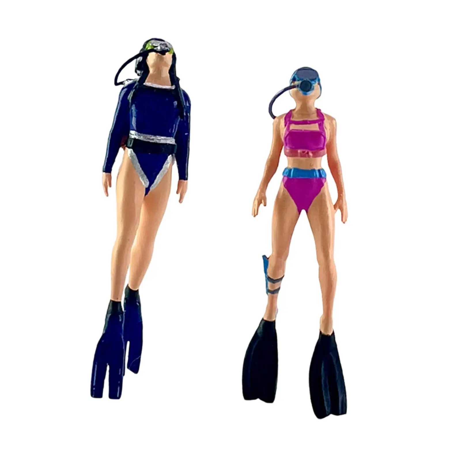 2 stuks 1/64 schaal zeemeermin duikfiguren miniatuur menselijke beeldjes voor diorama landschap miniatuur scène landschap foto rekwisieten