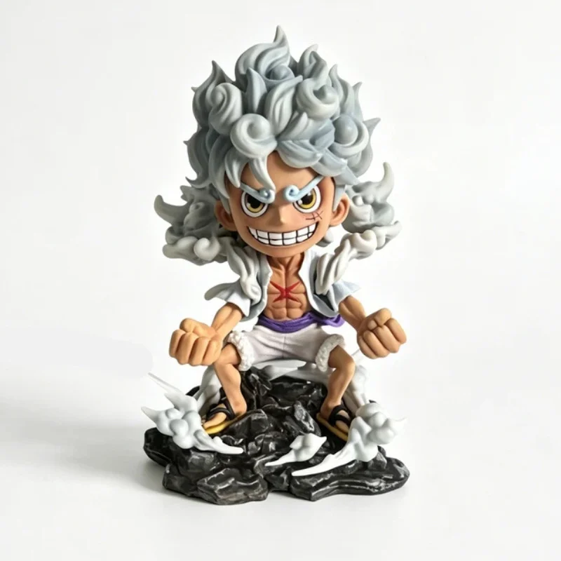 

One Piece Luffy Gear 5 Nika Sun God Anime Action Figure Pvc Squatting Pose Collectible Model Desktop Decoration For Anime Fans