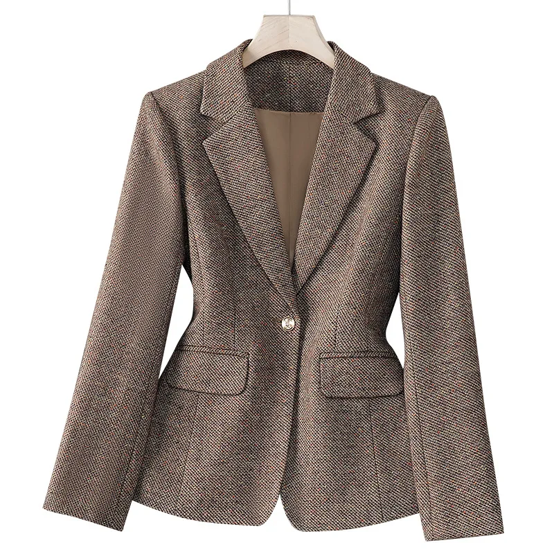 

Женский пиджак, новая весенне-осенняя куртка, элитный повседневный темпераментный костюм, шерстяной топ в стиле ретро, женские офисные официальные пиджаки, верхняя одежда