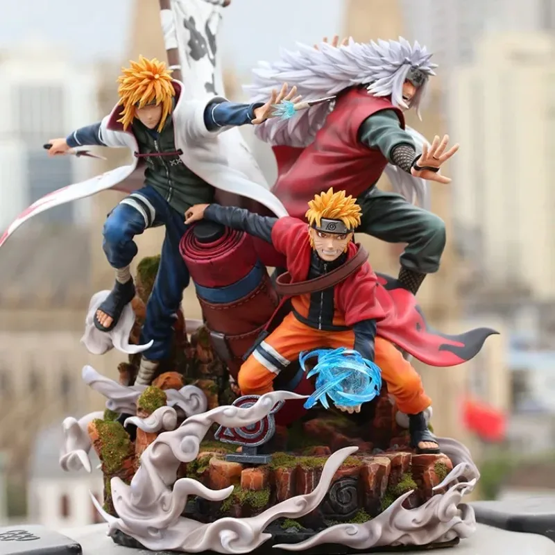 41cm NARUTO GK So Big Figurines Destiny Jiraiya Namikaze Minato Uzumaki Naruto Together Master And Apprentice Figure