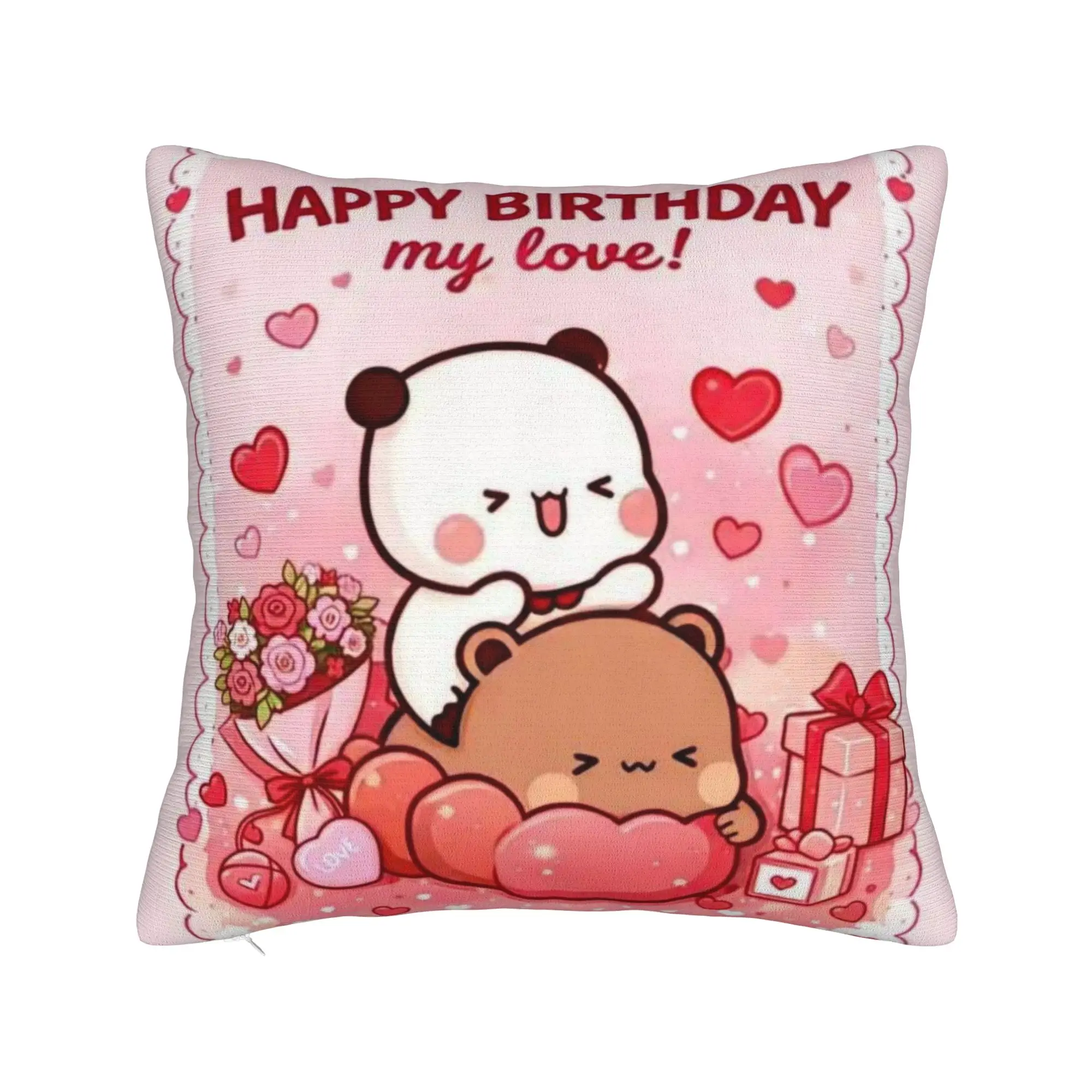 Kawaii Panda Bubu Dudu Pillowcase Polyester Cushion Cover Decor  Pillow Case Cover Home Square 40X40cm