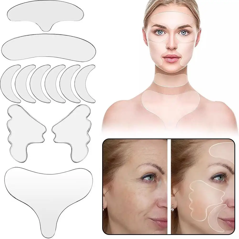 سيليكون المضادة للتجاعيد بقع رفع أشرطة منصات الجبين العين الصدر الرقبة بقع قابلة لإعادة الاستخدام الصدر الجلد مزيل التجاعيد وسادة عصا