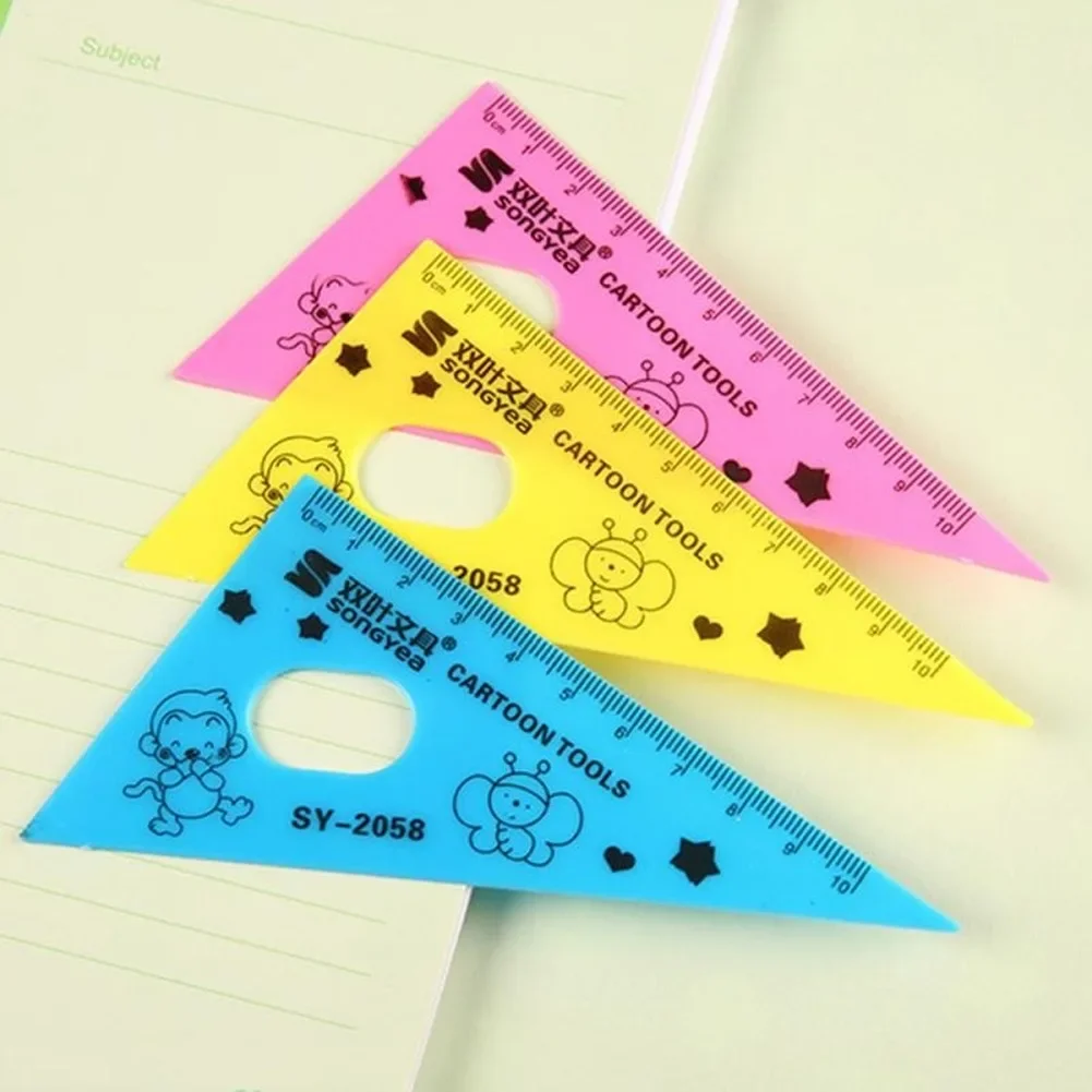 4pcs Student Ruler 1 Set Cute Cartoon Giraffe Animal Students' Ruler Meter Triangle Ruler