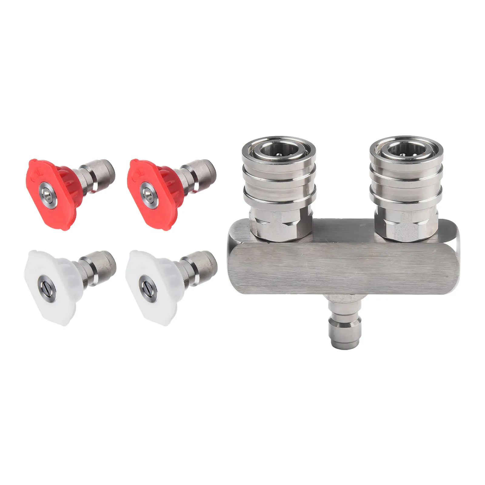 Spray Nozzle Replace Washer Nozzle Efficient 2-in-1 Dual Tips 1/4 Inch Quick Connect 5000 PSI Stainless Steel With Connector