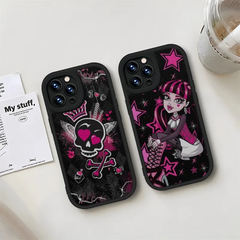 M-Monsters High Girl A-ccessories Phone Case Black For IPhone 11 14 13 12 Pro Max Mini Xs X Xr 7 8 Plus SE2020 Leather Coque