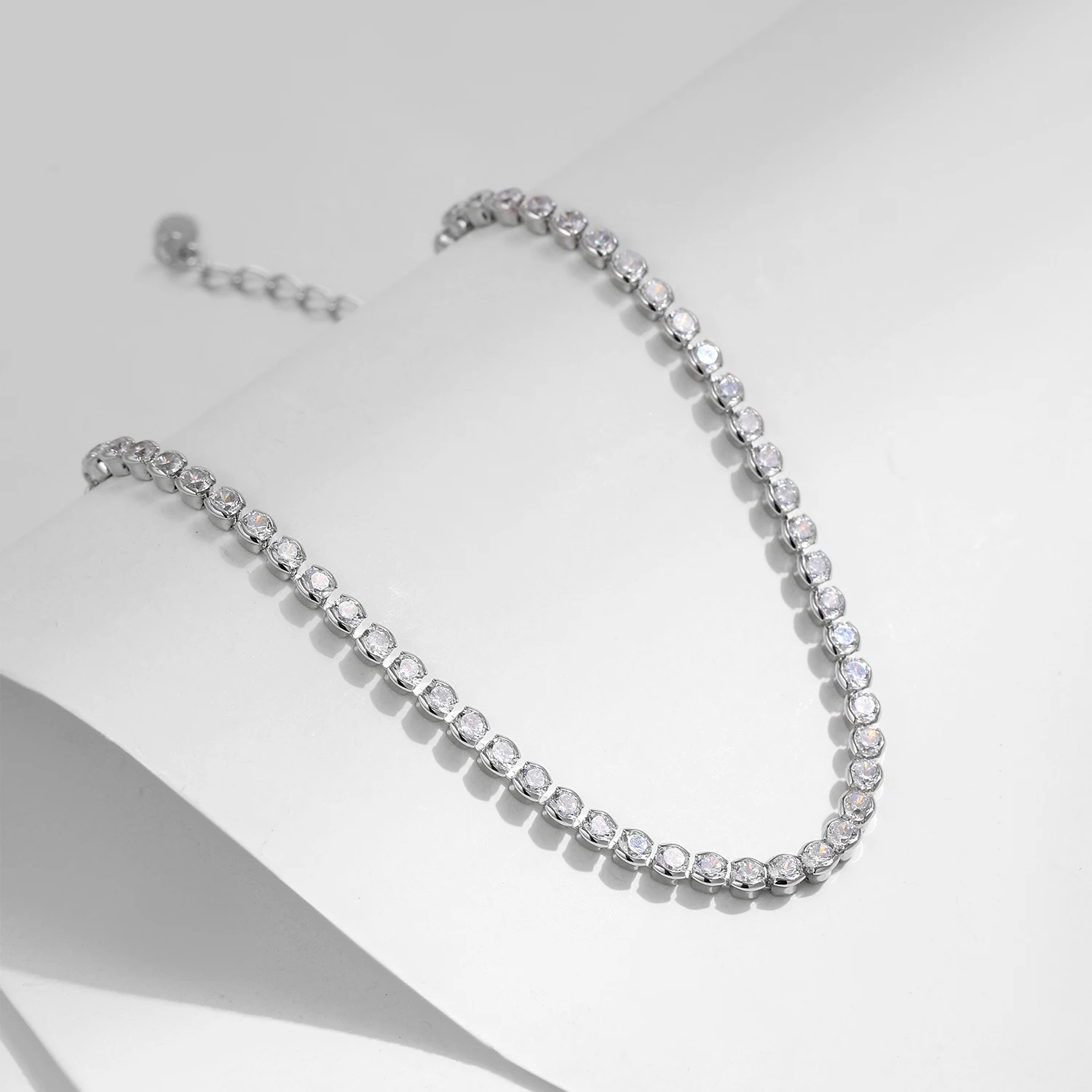 MODIAN 925 Sterling Silver Sparkling CZ Tennis Bracelet Round Zirconia Platinum Plated Bracelet For Women Fine Jewelry Gift