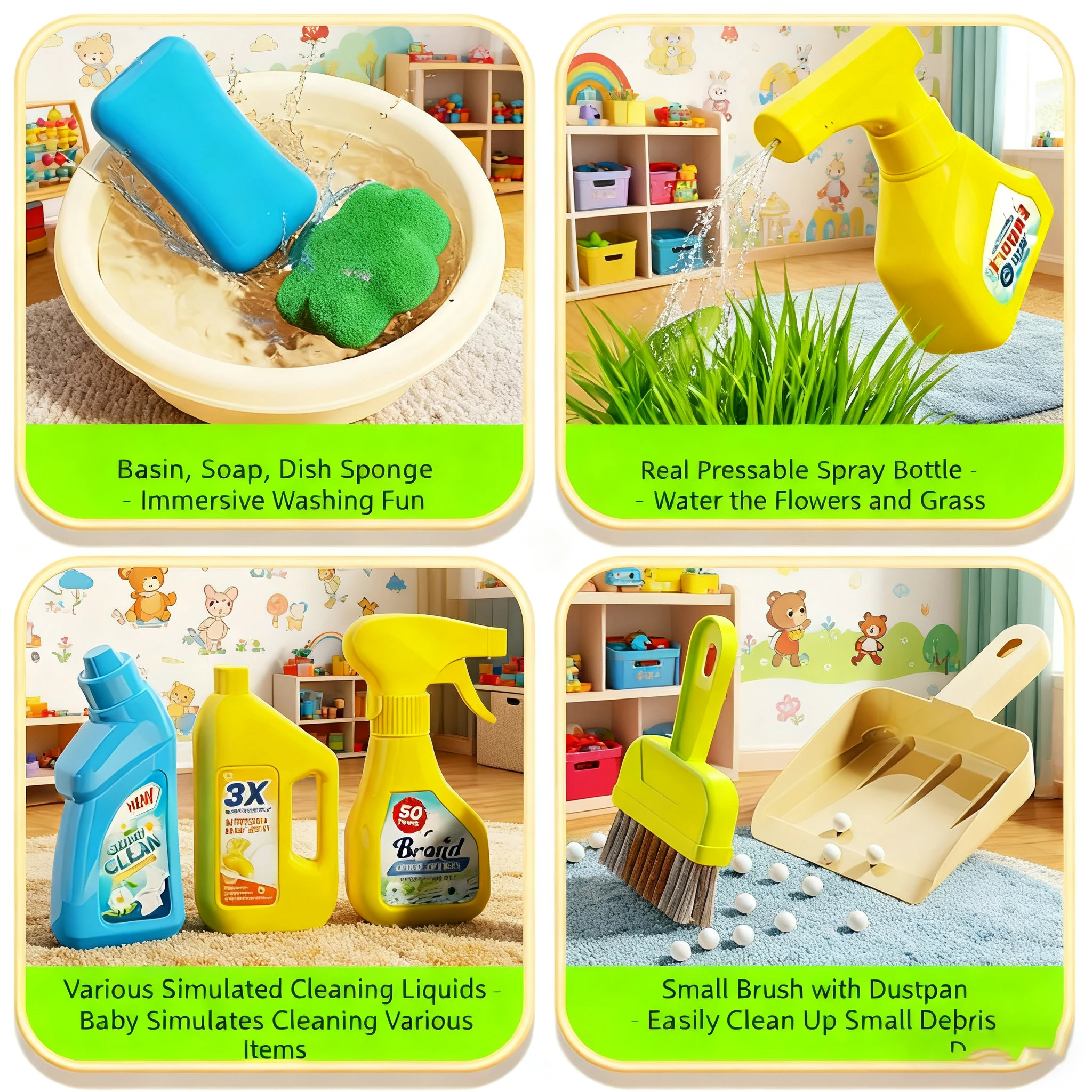 مجموعة تنظيف اللعب التظاهري ومحاكاة الصرف الصحي أداة المكنسة الكهربائية لعبة مجرفة للأولاد والبنات تطوير عادات عيد الميلاد #2