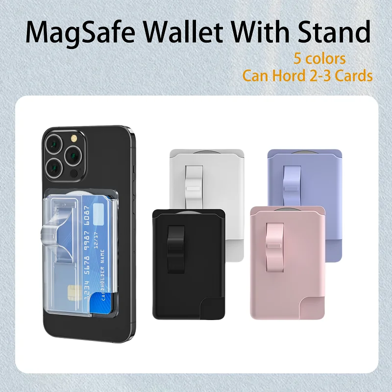 

Magnetic Wallet Card Holder for iphone Samsung Can Hords 2-3 Cards For Magsafe Phone Wallet With Phone Stand Bag Accessori