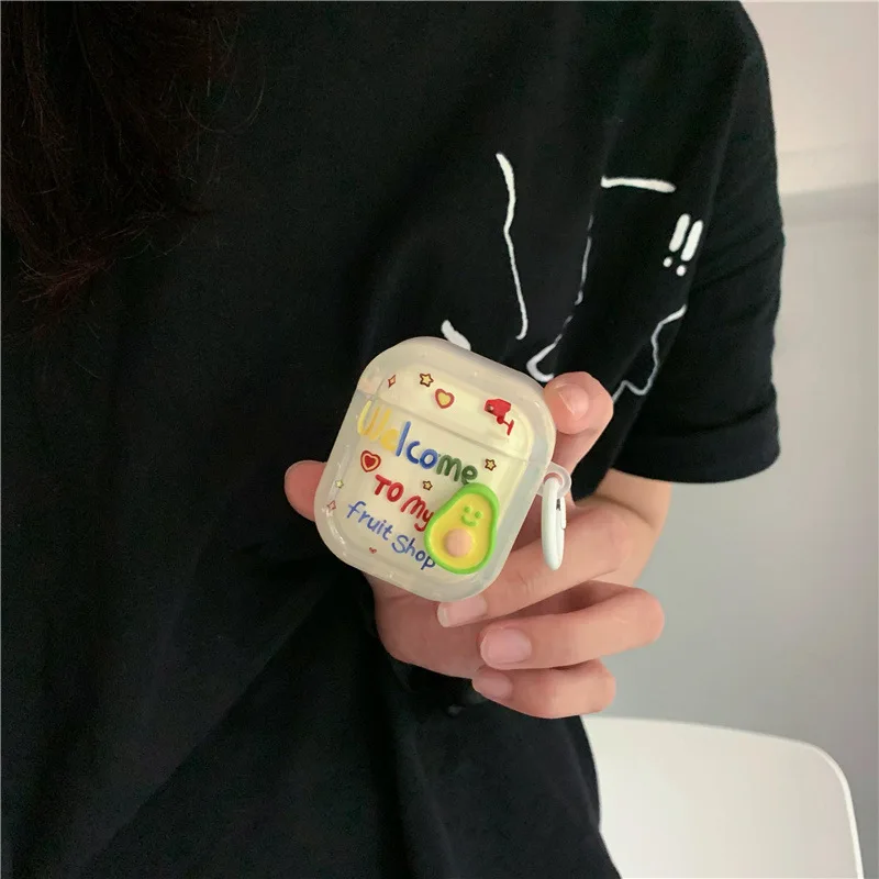 เคสหูฟังตกแต่งลายอะโวคาโดน่ารักการ์ตูนสำหรับ Apple เคส Pro2 airpod 3 3rd Generation airpod 2 1