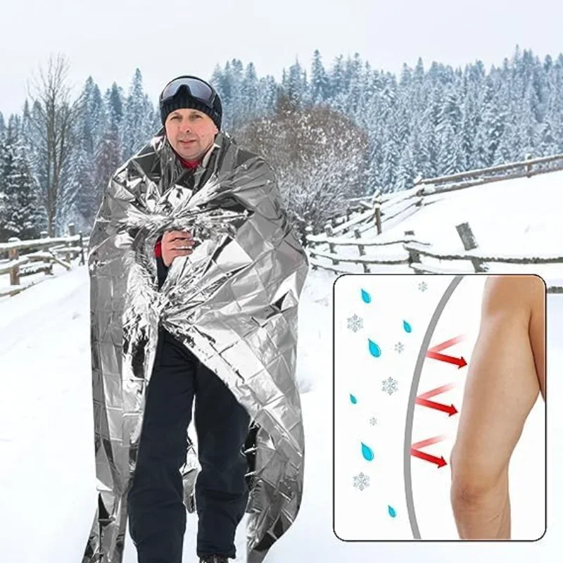 البطانيات الحرارية مايلر في حالات الطوارئ - مجموعة الحبال بطانية الفضاء للتخييم (4 عبوات) مثالية للمشي لمسافات طويلة في الهواء الطلق الماراثون أو الإسعافات الأولية #6