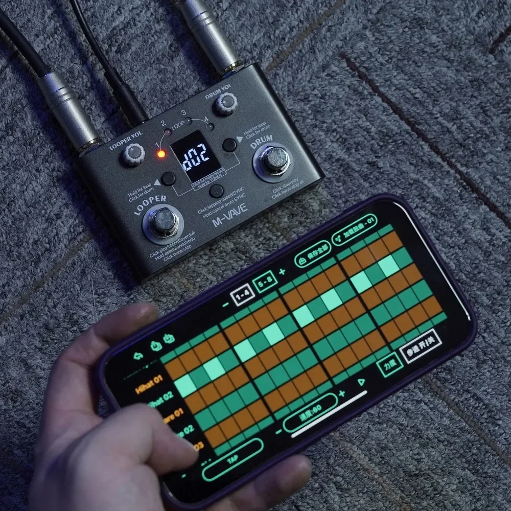 M-VAVE Guitar Effect Pedal Drum Looper Effector LOST TEMPO 30 Drums 11 Mins Looper Recoding Time Precision Tuner Effect CUVAVE