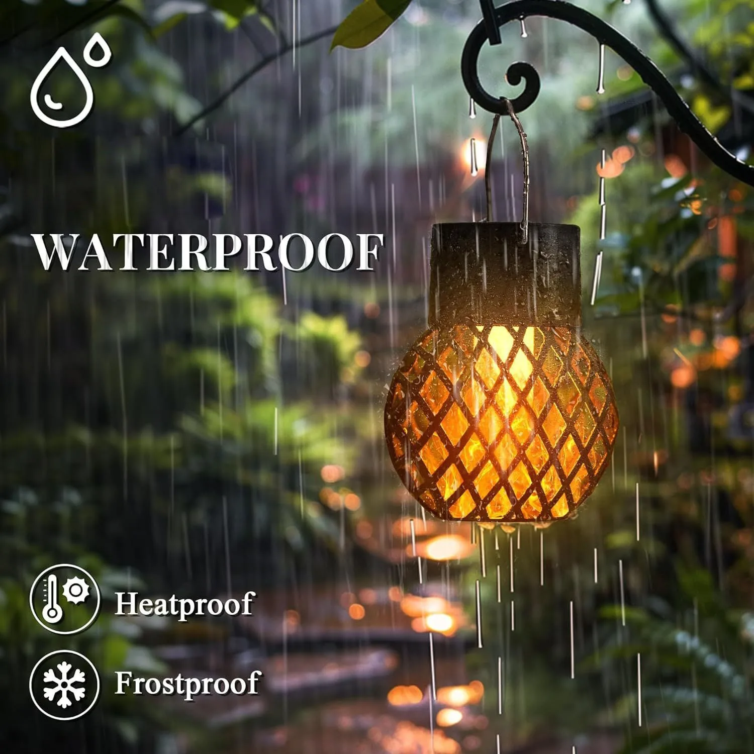 أضواء اللهب الخارجية LED بالطاقة الشمسية - 4 قطع، معلقة مجوفة في الهواء الطلق مقاومة للماء لتزيين العطلات الخارجية والفيلا #2