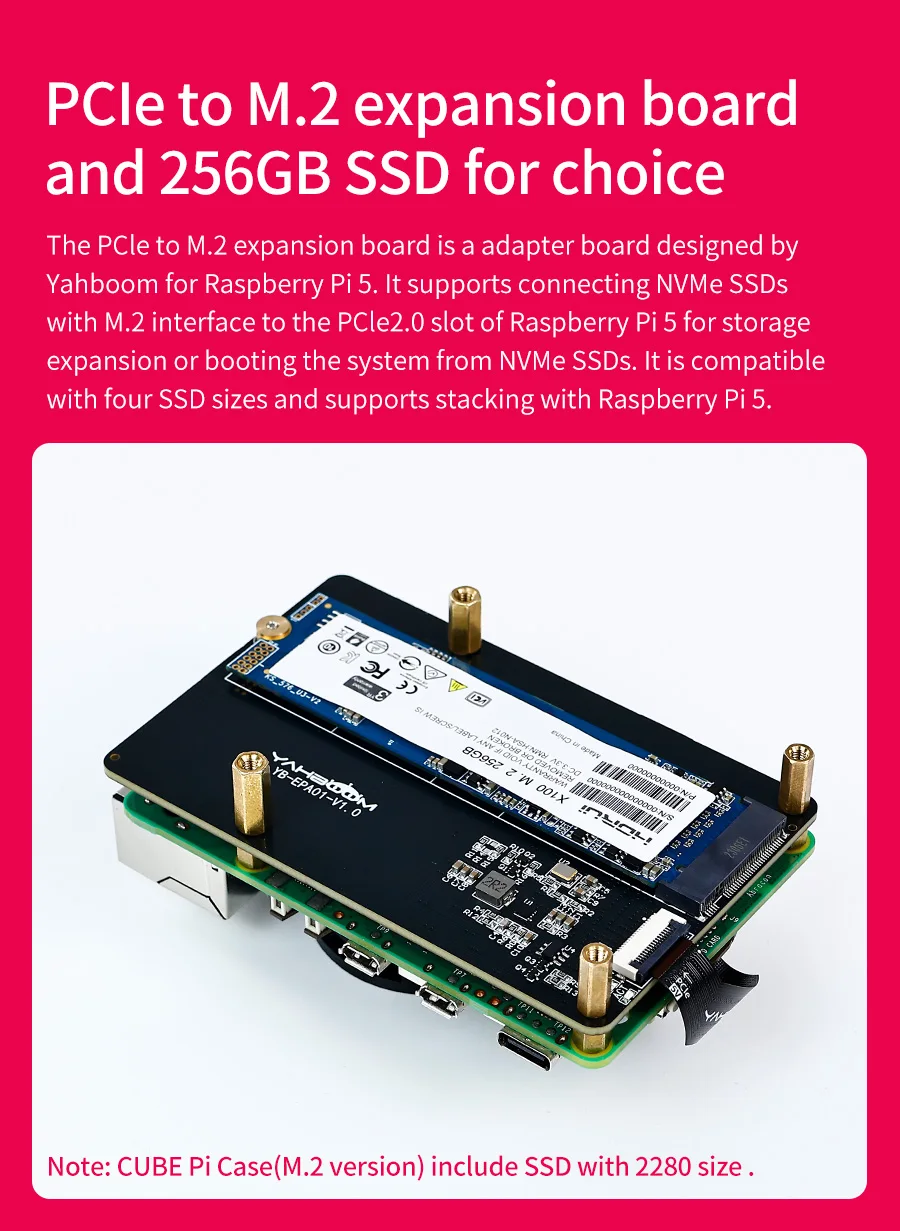 Yahboom Raspberry Pi 5-Schutzhülle, Mini-Kit mit Lüfter und Farbwechsel, Umgebungslicht, unterstützt Installation, M.2 SSD – Detail 17