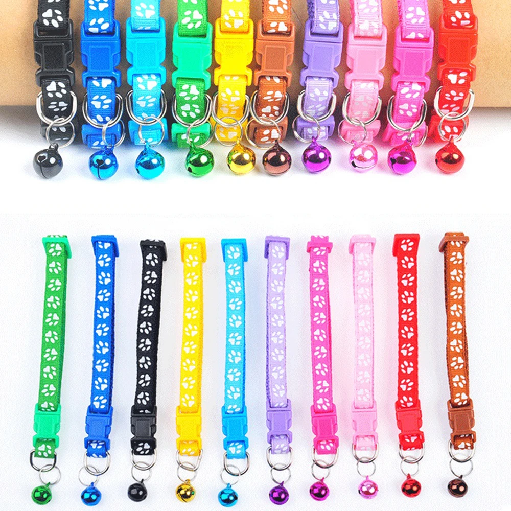 

50pcs Adjustable Pet Dog Collar with Bell Personalized Small Dog Cat Puppy Collars Small Dogs Puppy Neck Ring Ties For Dogs