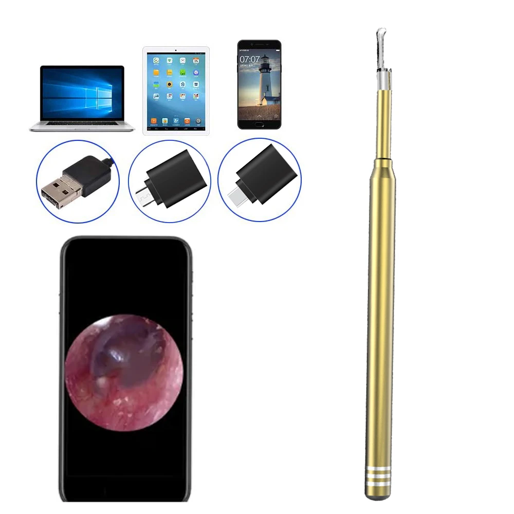 

3in1 Ear Wax Removal Camera USB Ear Endoscope Camera With 6 Adjustable LED Ear Cleaner Compatible with Android Smartphone PC