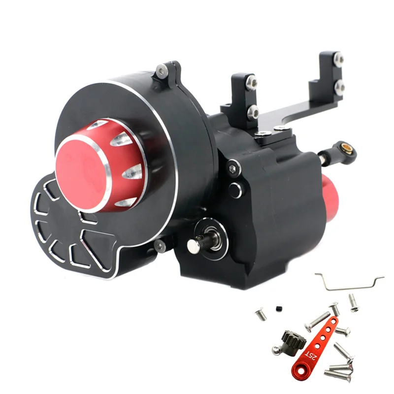 YSUN-Metal 2 Speed Shiftable Transmission Gearbox For Axial SCX10 & SCX10 II III 1/10 RC Crawler Car Upgrades Parts