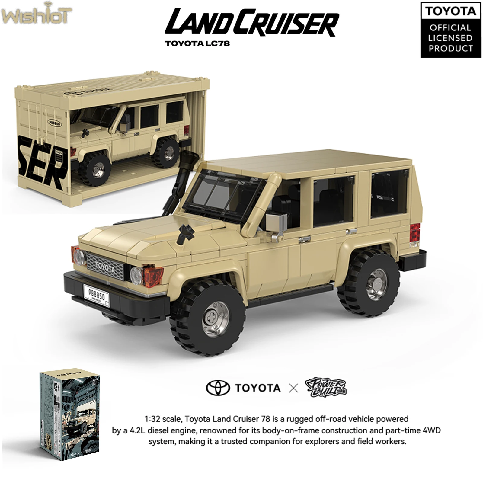 

PB8850 Toyota LC78 Land Cruiser Внедорожник Строительные блоки Классическая модель технического автомобиля с витриной Коробка Игрушка в подарок для детей и взрослых