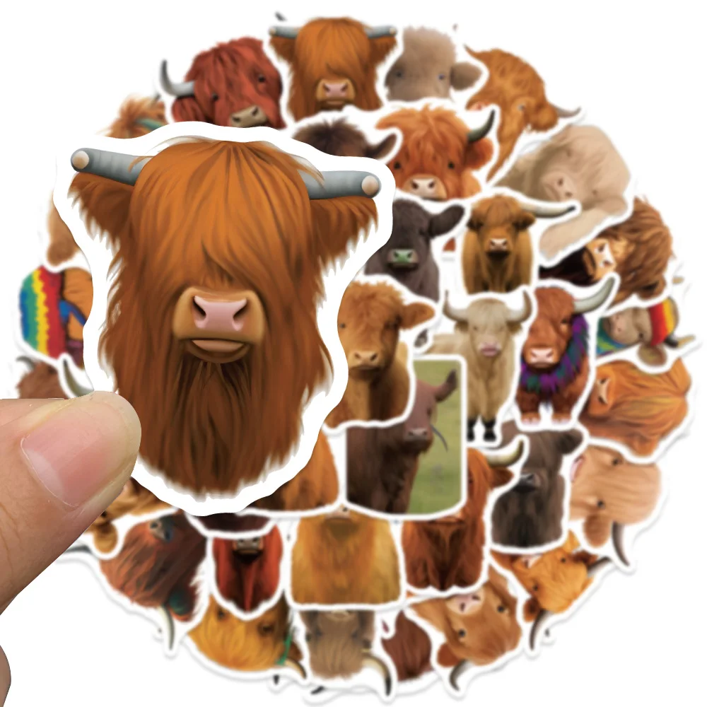 52Pcs Highland Cow Stickers Decal Waterproof Vinyl Stickers for Luggage Laptop Scrapbook Skateboard Water Bottle Bumper Phone