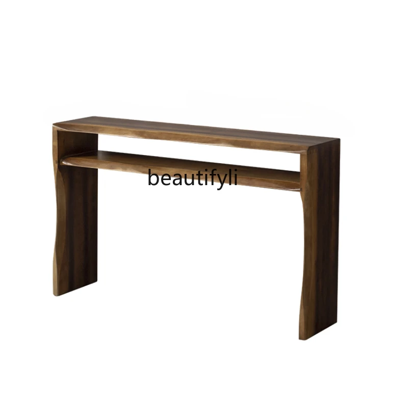 

Nordic Solid Wood Console Tables Entrance Wall Entrance Side View Homestay Hotel Lobby a Long Narrow Table Tables