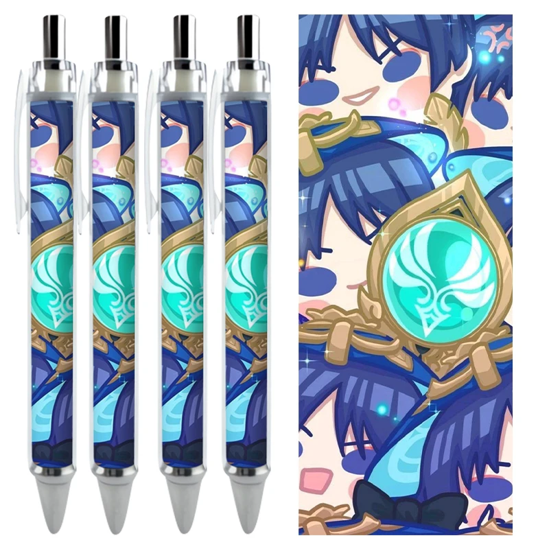 2/4PCS Genshin Impact Gel Pens Scaramouche Balladeer Kawaii Q Version HD Pattern Anime Game Stationery Caneta School Supplies