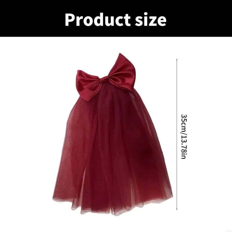 49MC Tulle Bowknot Veil Wedding Bride Short