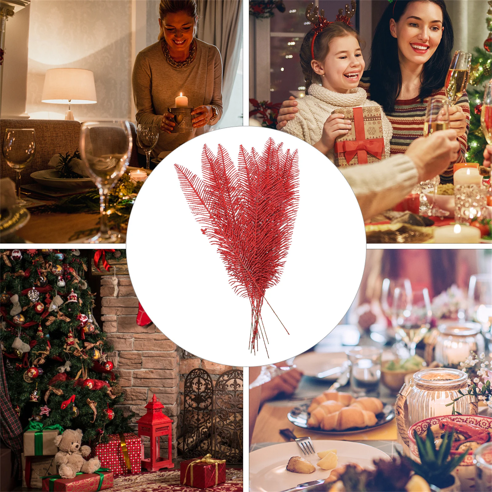 

12 Pcs Jesus Gold Powder Blade Decorations Christmas Plastic Glitter Wreath Ornament