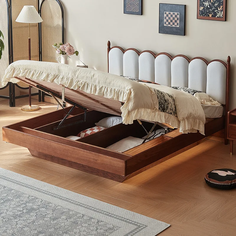 

Cream French Vintage Wind INS Wave Japanese Log Bed
