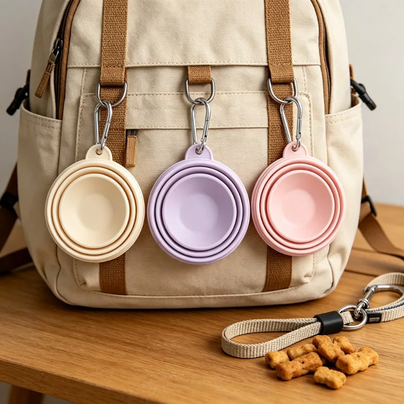 1PC Macaron Silicone Collapsible Pet Bowl Portable Food Water Bowl for Dogs Outdoor Travel Walking Pet Supplies Pet Items
