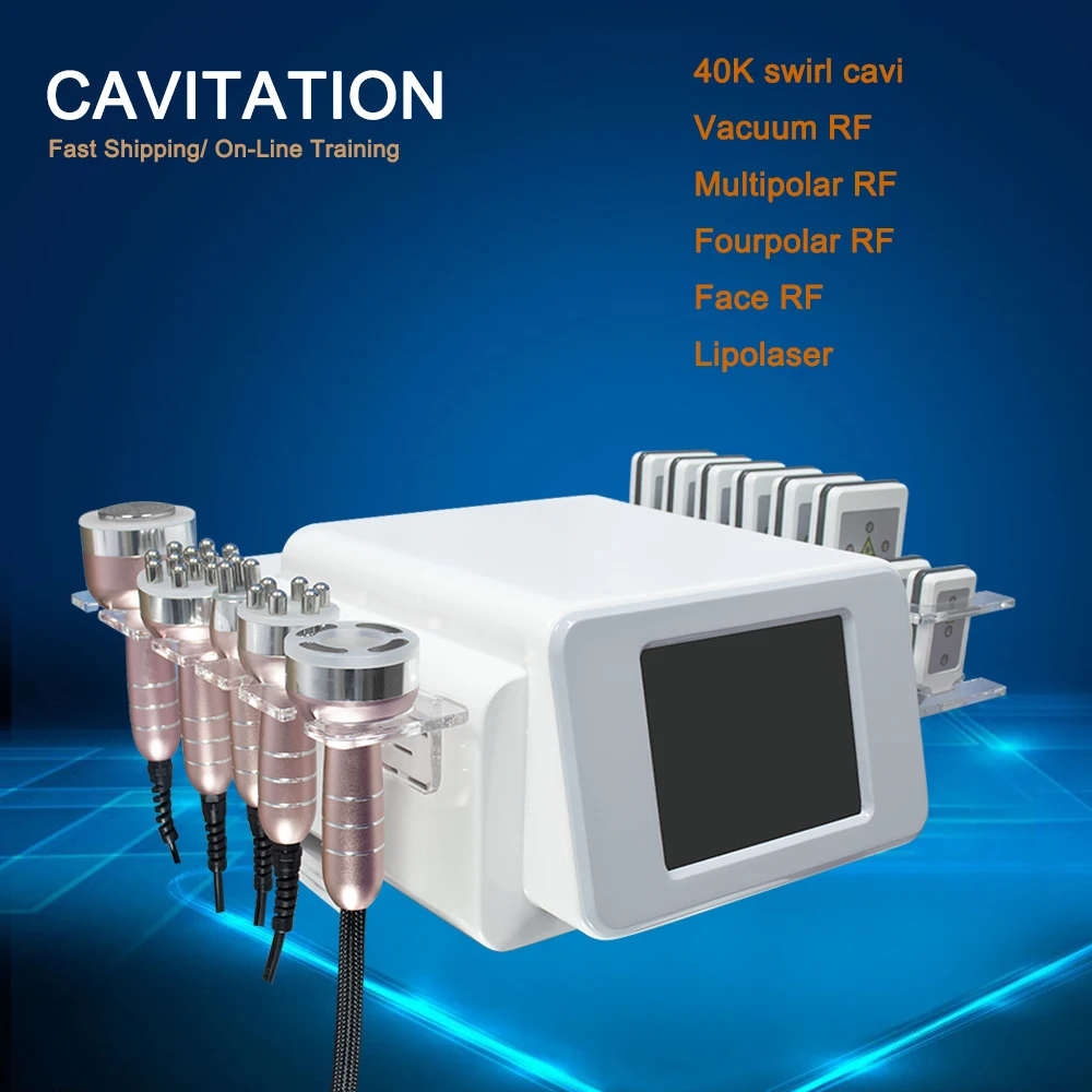 

6 in 1 Vacuum Cavitation Machine Liposuction Slimming Machine Body Slimming Face Neck Lift Machine With Multipolar RF Handles