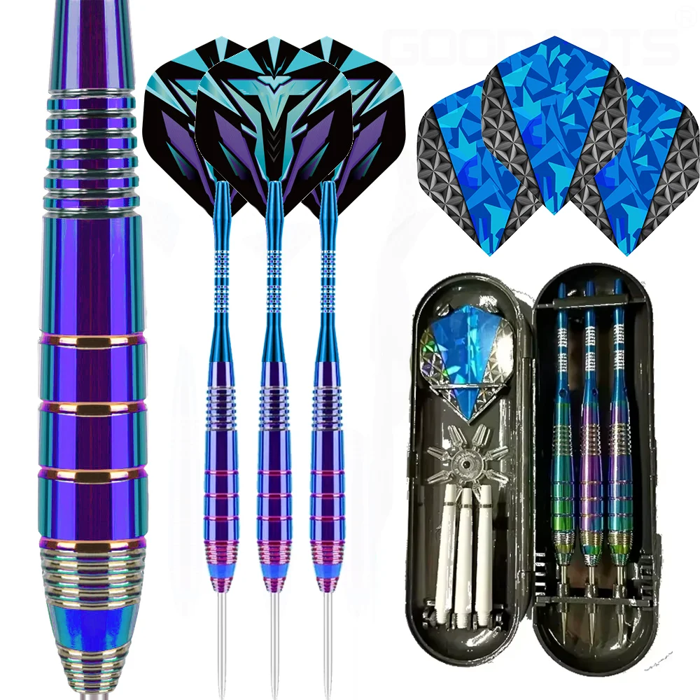 

3pcs Professional Dart Set 24G Metal Steel Tip Rainbow Barrel Darts with Nylon Shaft Protector Dart Set +Extra 3pcs Dart Flights