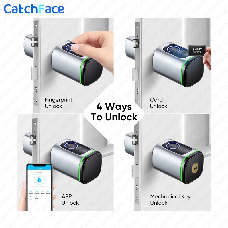 Euro TTLock APP Fingerprint or Code Password Digital RFID Card Cylinder Smart Door Lock Electronic with Alexa Google Home