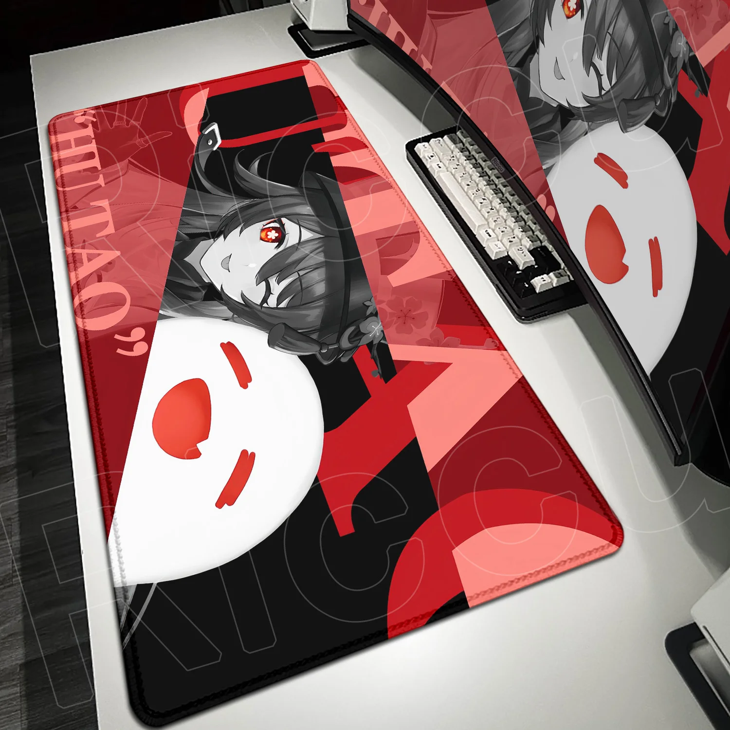 

Большой нескользящий коврик для клавиатуры для компьютерных геймеров Kawaii Hu Tao, резиновый коврик для мыши в стиле аниме для девочек XXL, горячий игровой коврик для мыши Genshin Impact Speed