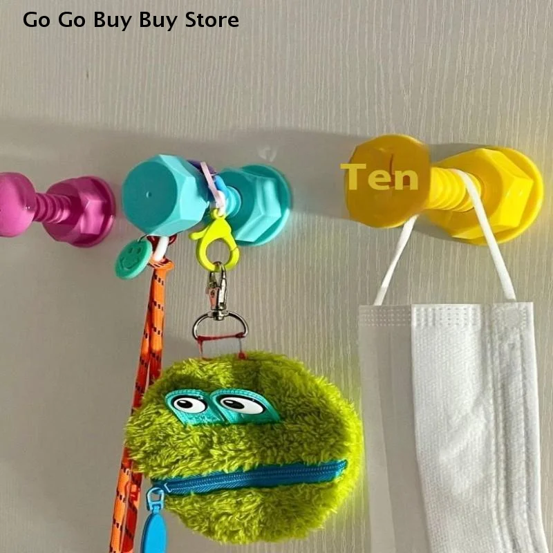 【ST】1/3pcs Creative Colorful Screw Self-adhesive Hook Cute Cartoon Sticky Hook for Wall Door Bathroom Non Punching Hooks for Bag