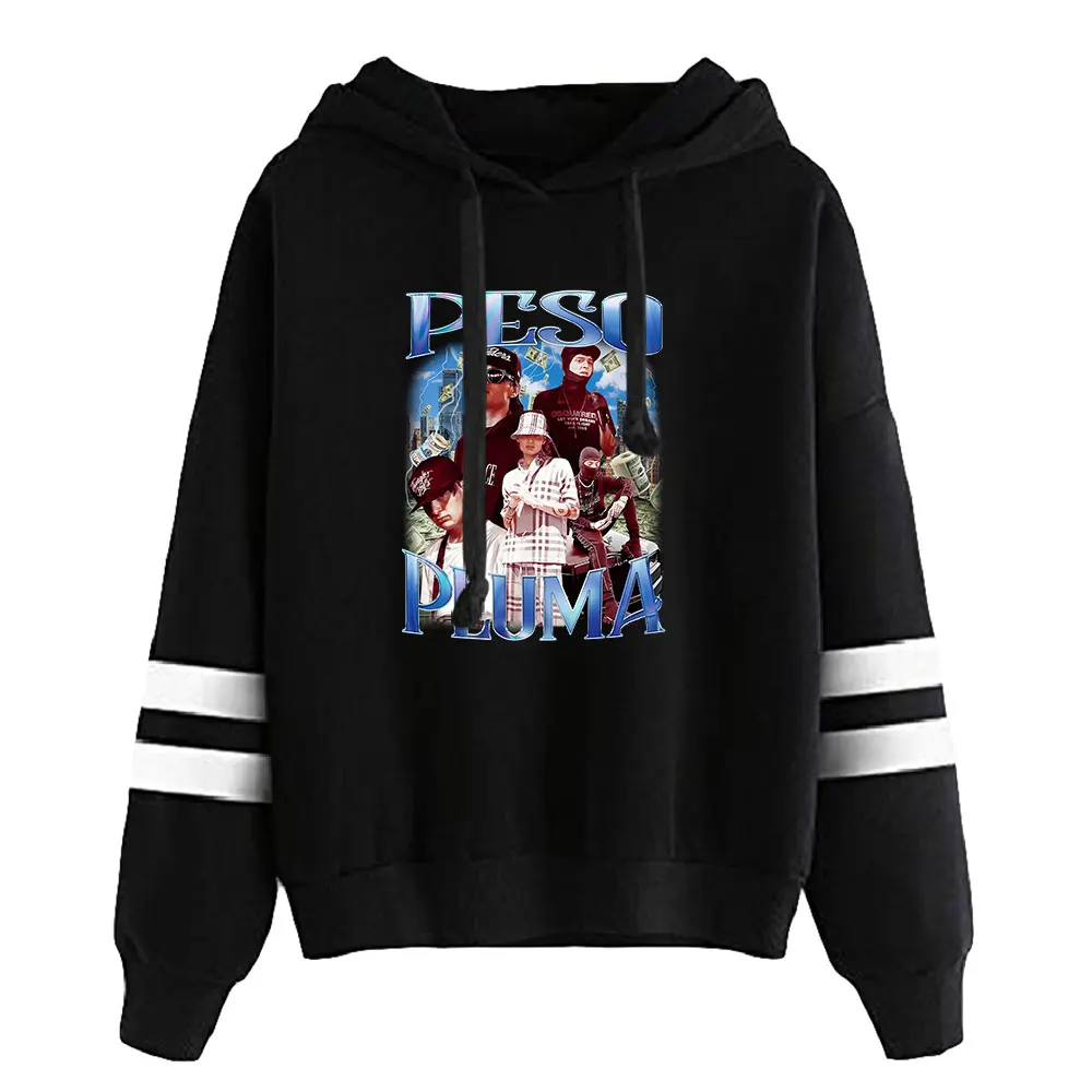 Sweat à capuche sans poche pour hommes et femmes, sweat à capuche, manches à barres parallèles, style vintage, streetwear, vêtements hip hop, Peso Pluma, 2023