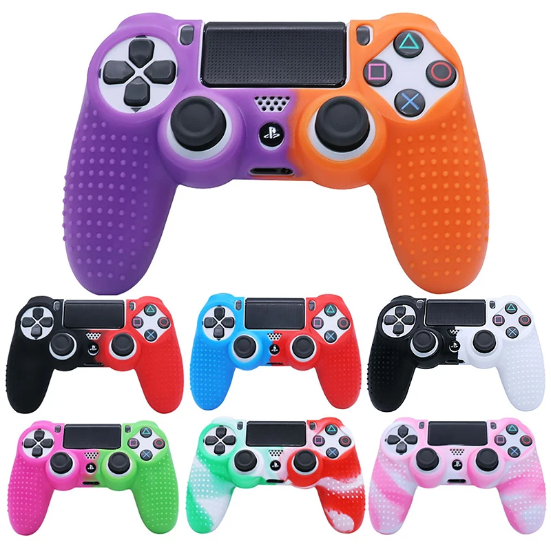 Two-color Non-slip Protective Cover Cases, Greatlizard Soft Rubber Shell Cover Gamepad Silicone Case For PS4 Controller Handle
