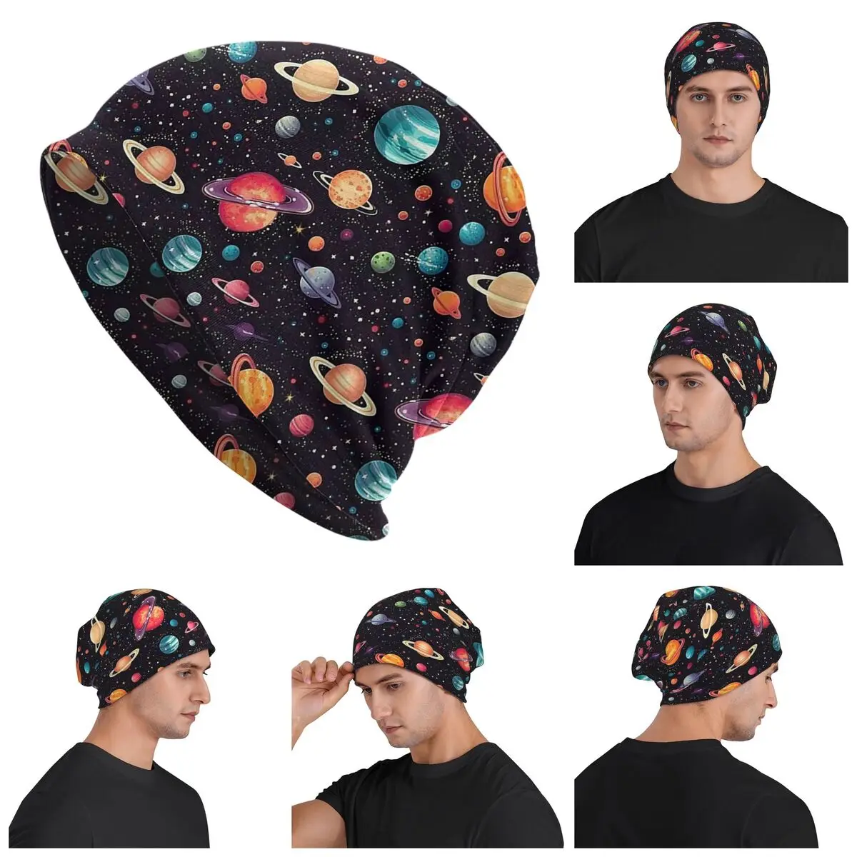 

Solar System Space Planets Universe Warm Knitted Cap Hip Hop Bonnet Hat Autumn Winter Outdoor Beanies Hats for Unisex Adult