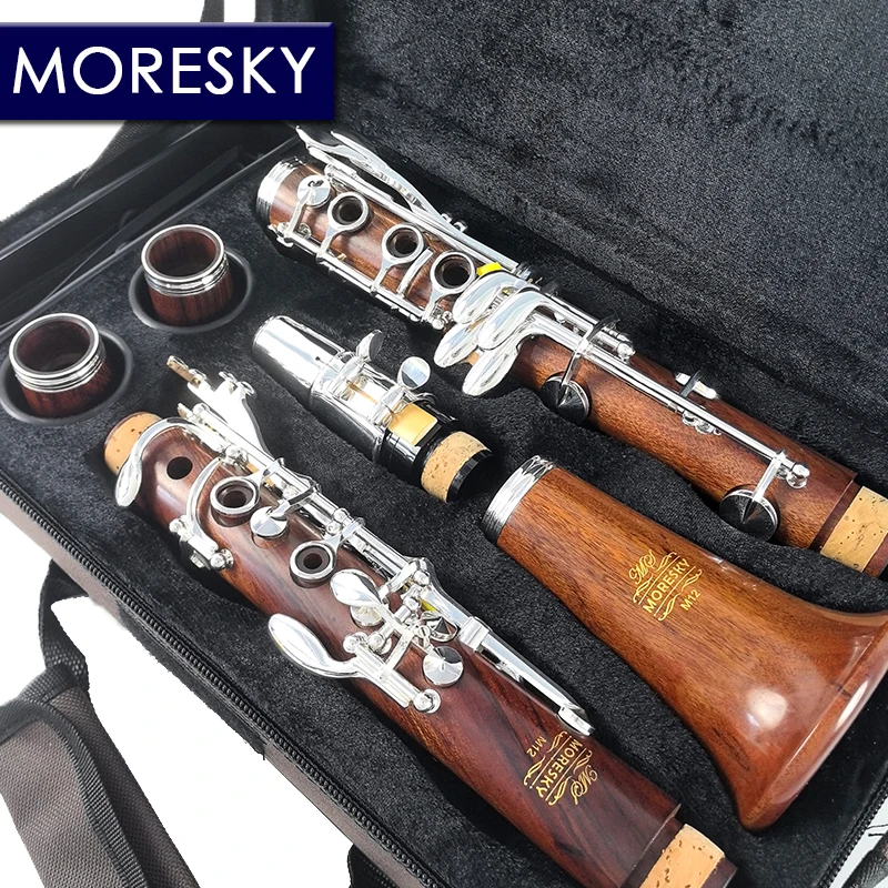 مورسكي الخشب الأحمر المهنية الكلارينيت Bb خشب الورد الكلارينيت مفاتيح فضية الخشب الصلب Sib Klarnet M12 #6