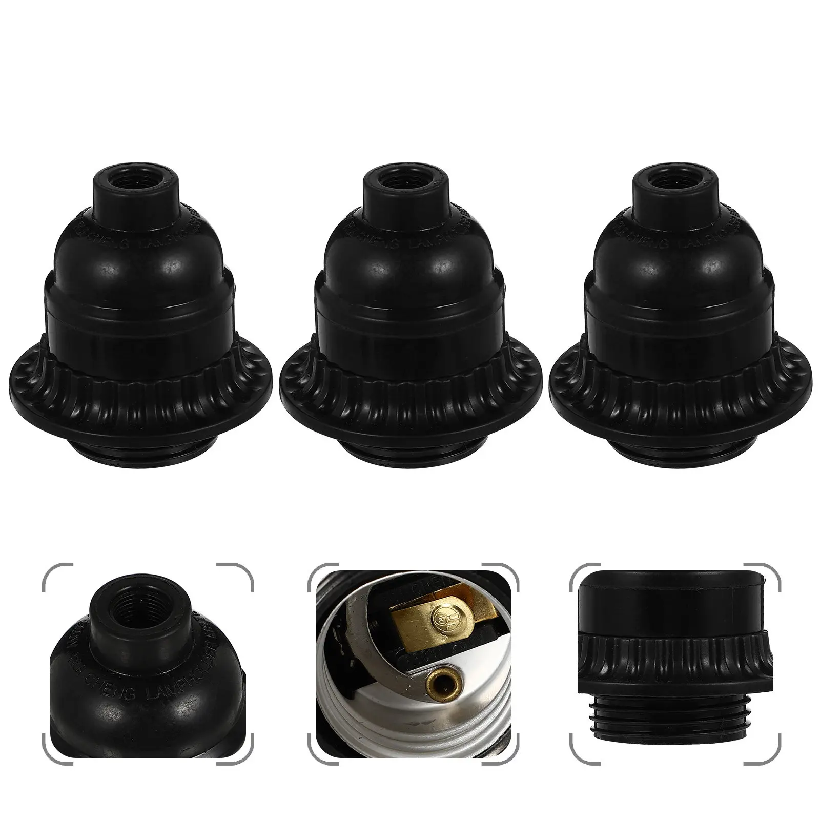 

3Pcs E26 Lamp Holder Keyless Socket Heat Resistant Strong Build Exquisite Detail Easy Install Disassemble Space Saving Safety