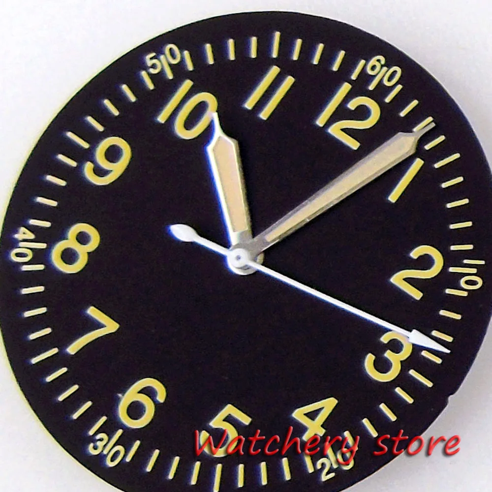 33.5mm Watch Dial Face Hand Luminous Pilot Style Fit NH35 NH36 MIYOTA 8215 821A DG 2813 ETA 2836 2824 Automatic Movement